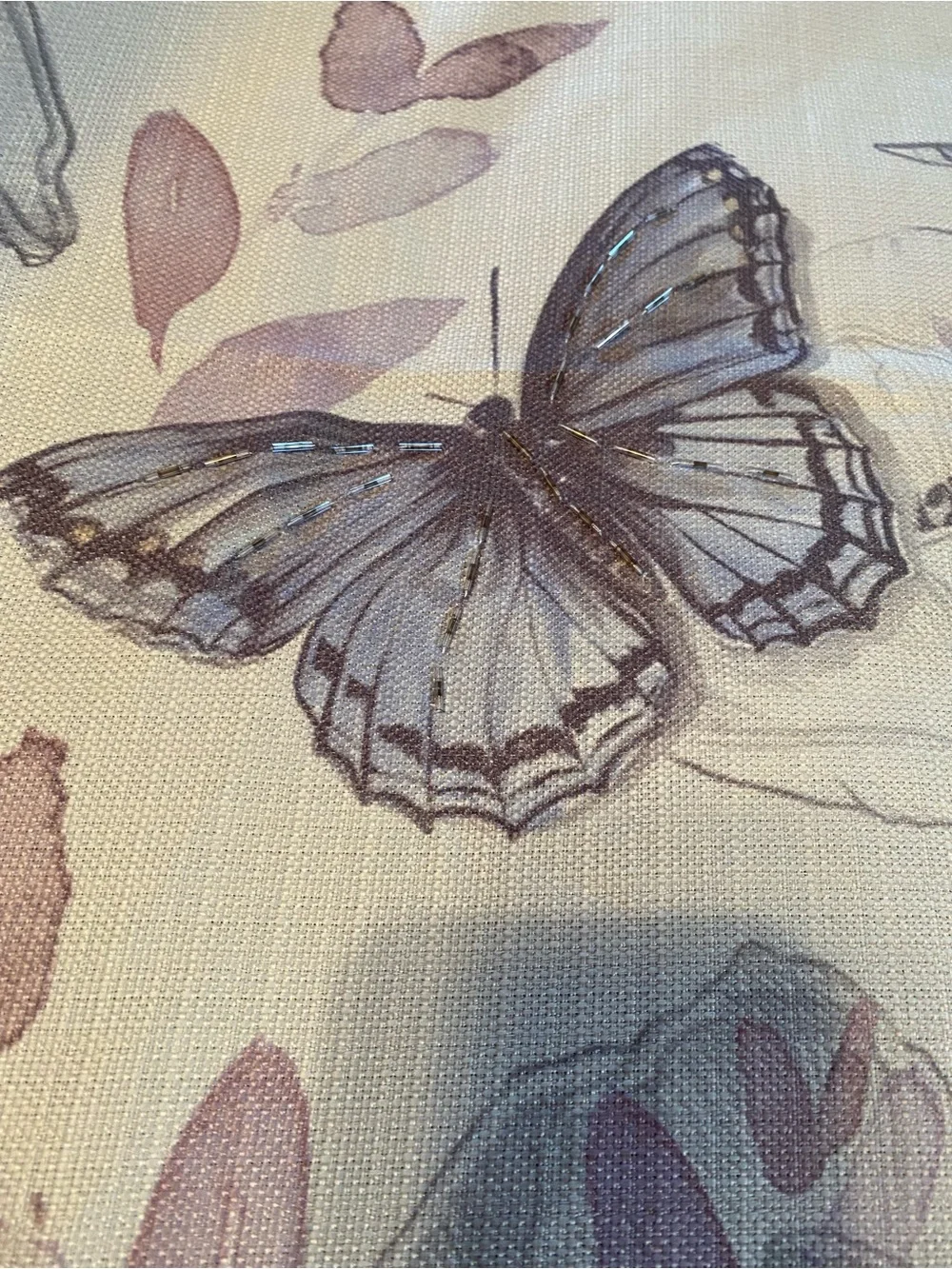 Butterfly Accent cream colored shower curtain and accessories